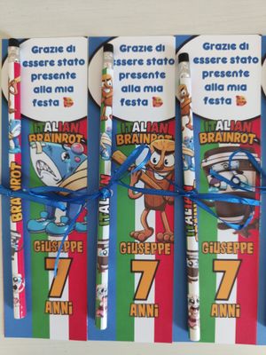 10 Matite segnaposto Brainrot personalizza regali fine festa