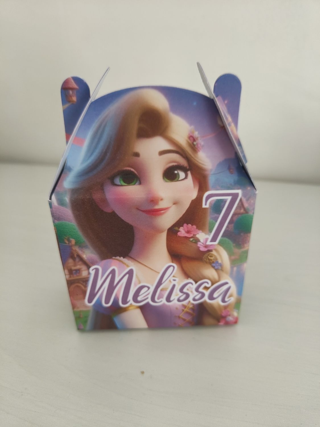 1 Scatolina Rapunzel personalizza porta regali fine festa