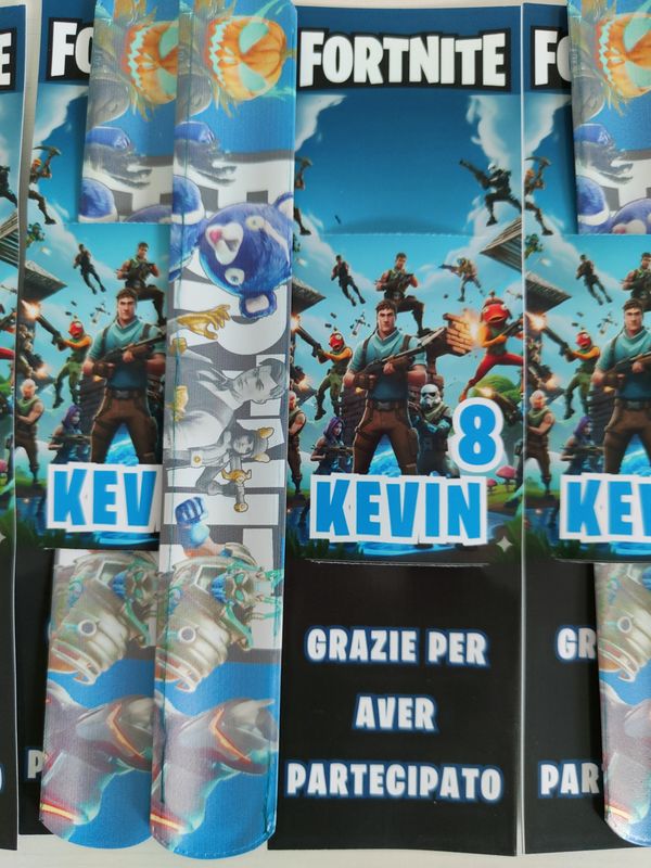 10 braccialetti slap Fortnite personalizza regalini fine festa
