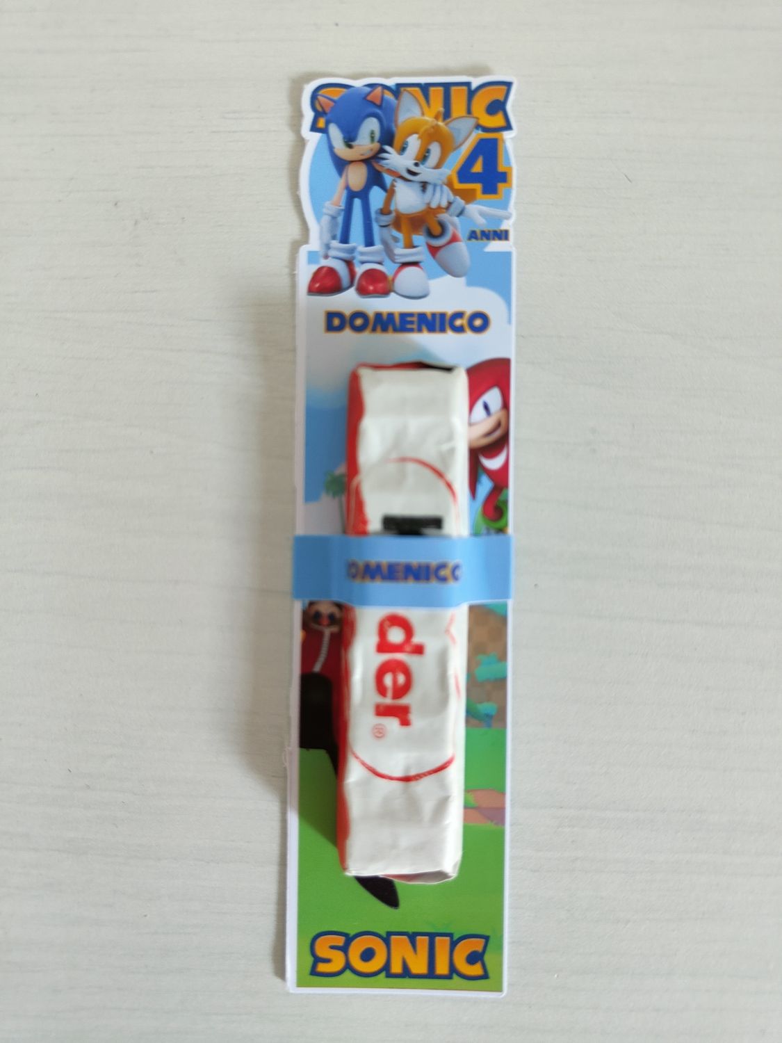 30 Barrette Kinder classica maxi Sonic personalizza segnaposto