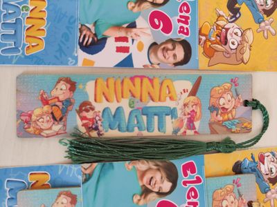 10 Segnalibro legno Ninna e Matti personalizza segnaposto regalo festa