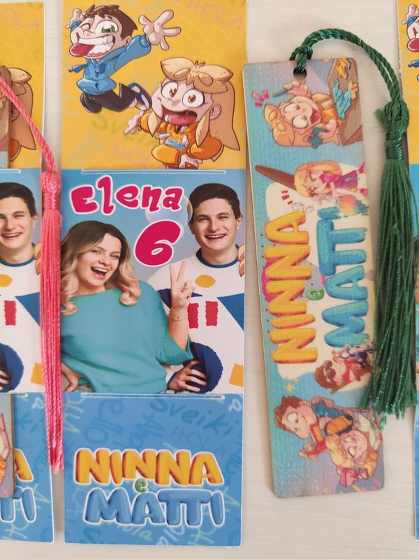 10 Segnalibro legno Ninna e Matti personalizza segnaposto regalo festa