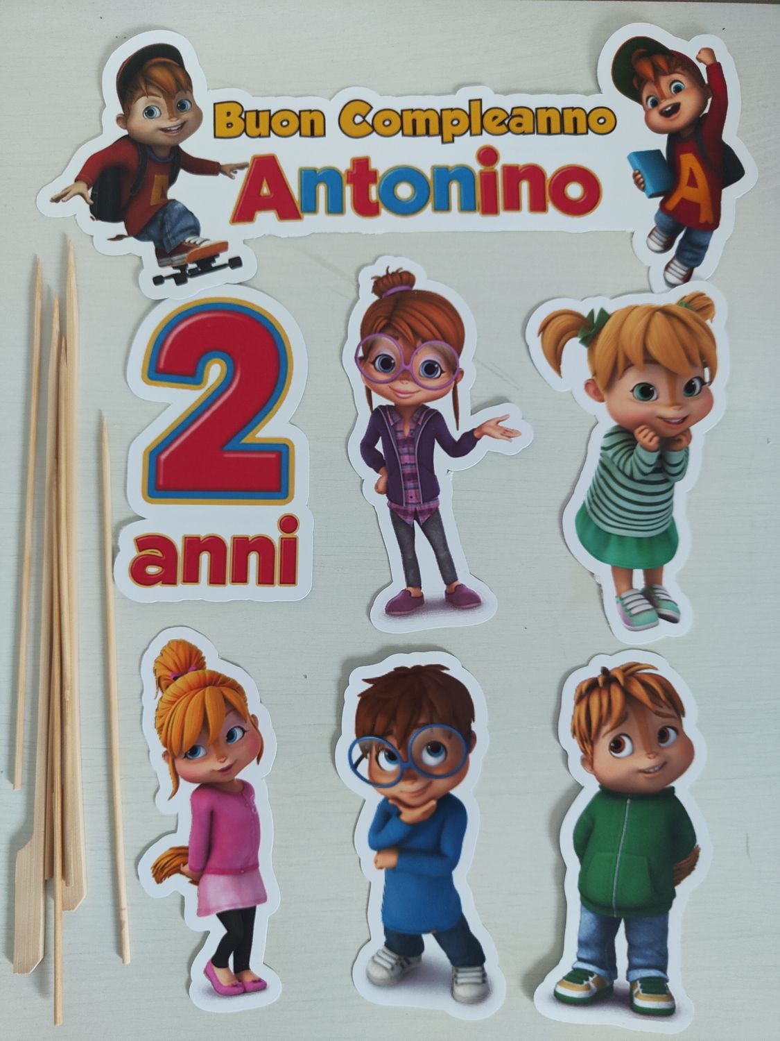 6 Sagome Alvin grandi topper cake personalizza torta
