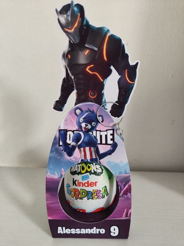 1 Scatolina Ovetto Kinder Fortnite personalizza regali festa