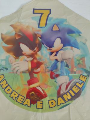 Palloncino Sonic personalizzati con nome centrotavola compleanno
