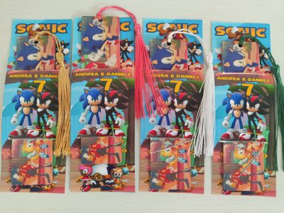 10 Segnalibro legno Sonic personalizza segnaposto regalo festa