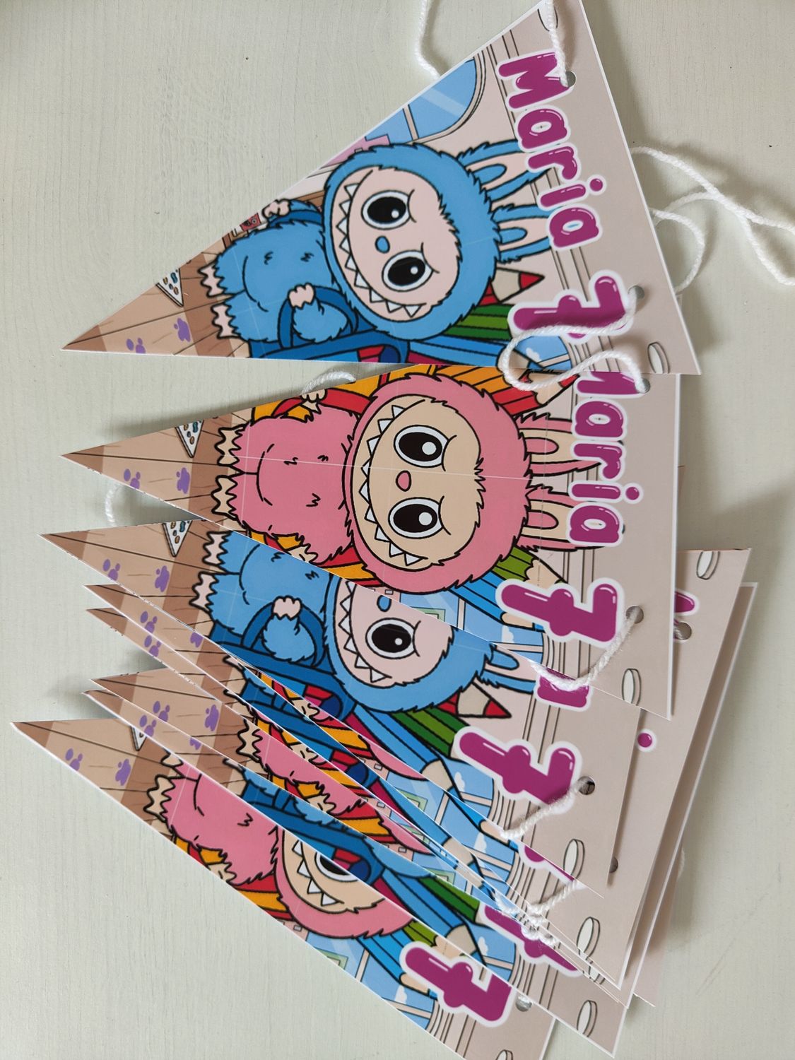 Festone Labubu personalizza bandierine triangolari compleanno