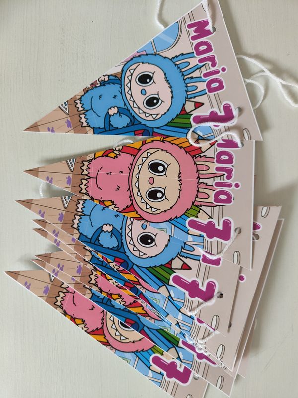 Festone Labubu personalizza bandierine triangolari compleanno