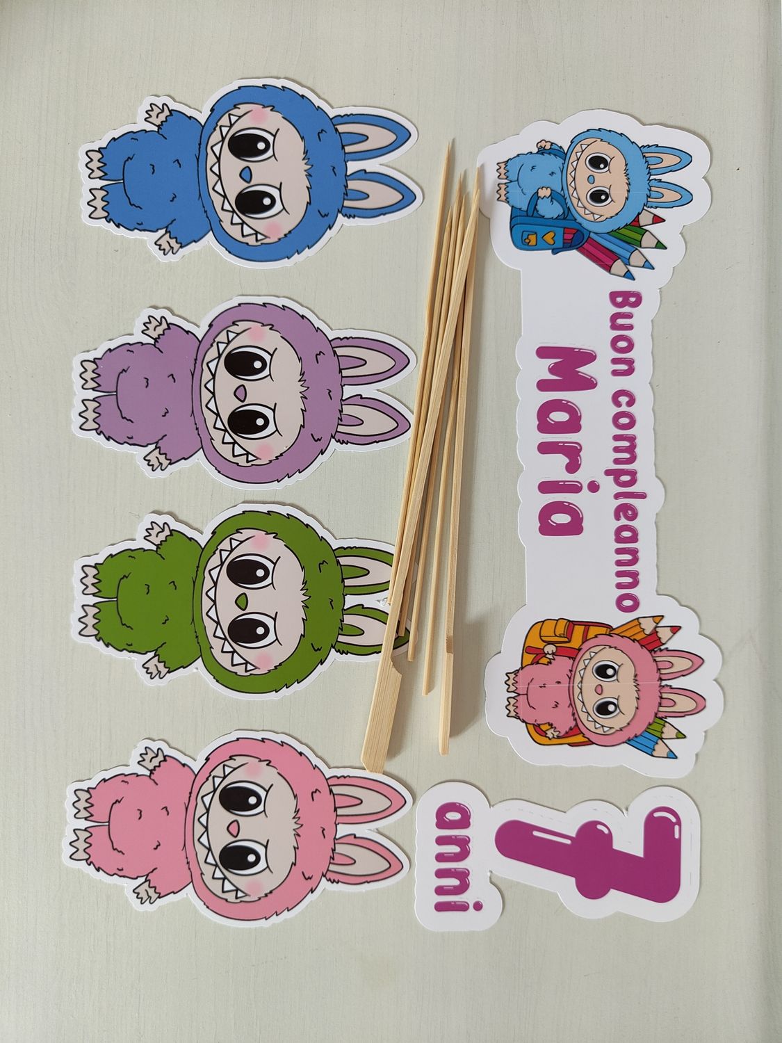 6 Sagome Labubu grandi topper cake personalizza torta