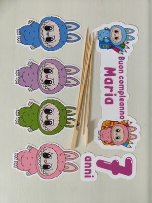 6 Sagome Labubu grandi topper cake personalizza torta