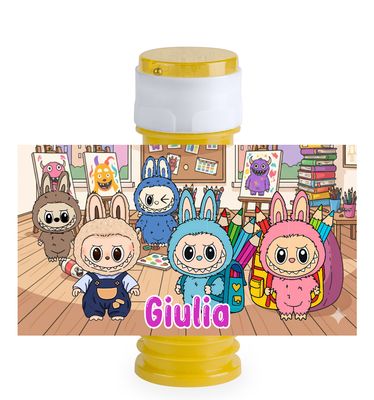 16 etichette adesive bolle di sapone Labubu personalizza festa