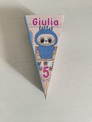 12 scatoline Labubu fetta torta scenografica personalizza con nome