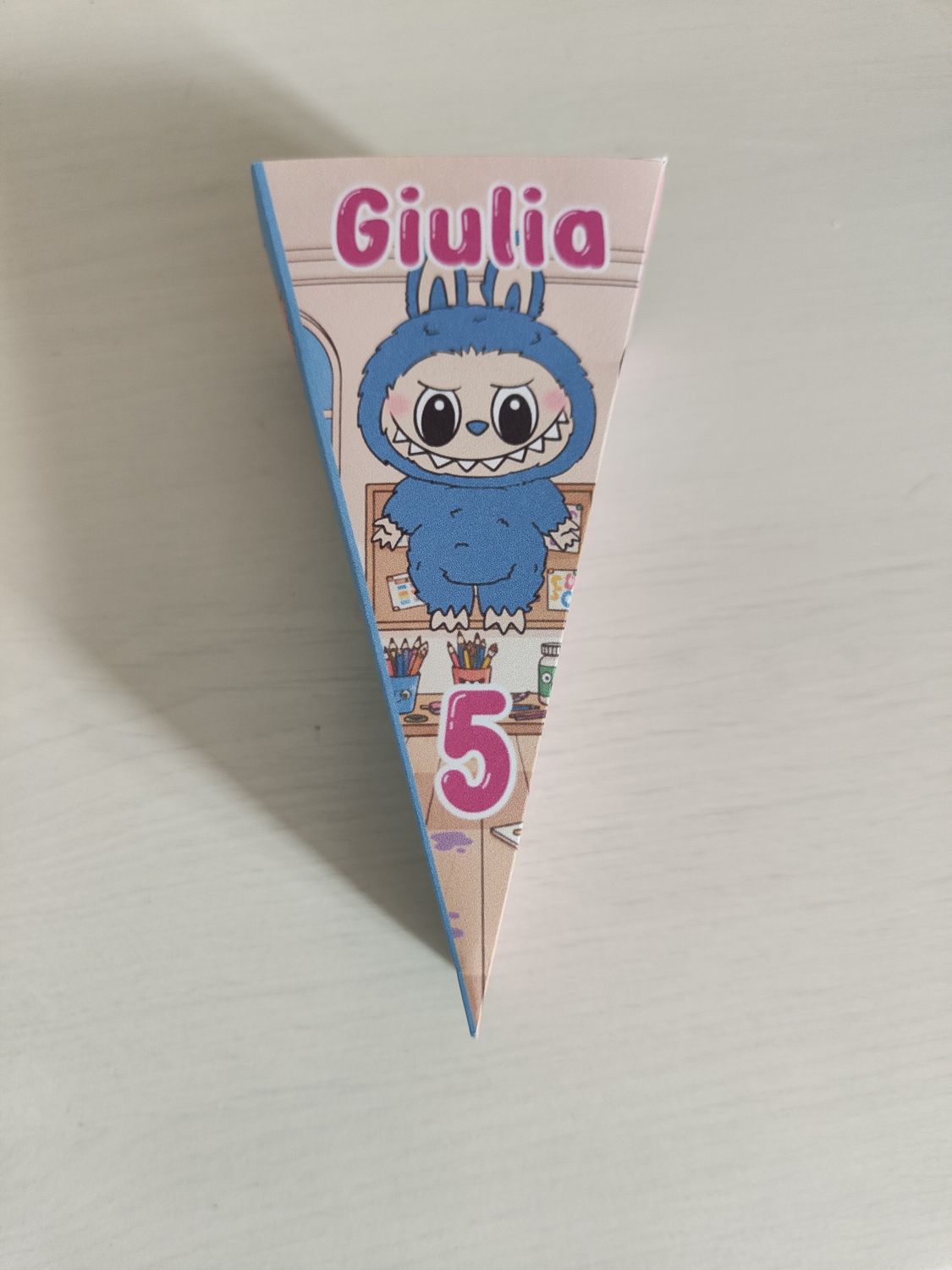 12 scatoline Labubu fetta torta scenografica personalizza con nome