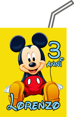 20 Adesivi Topolino personalizza etichette brick succo di frutta