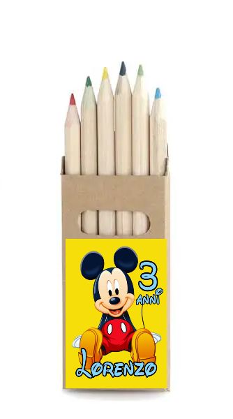 10 set matite colori Topolino personalizza regali fine festa