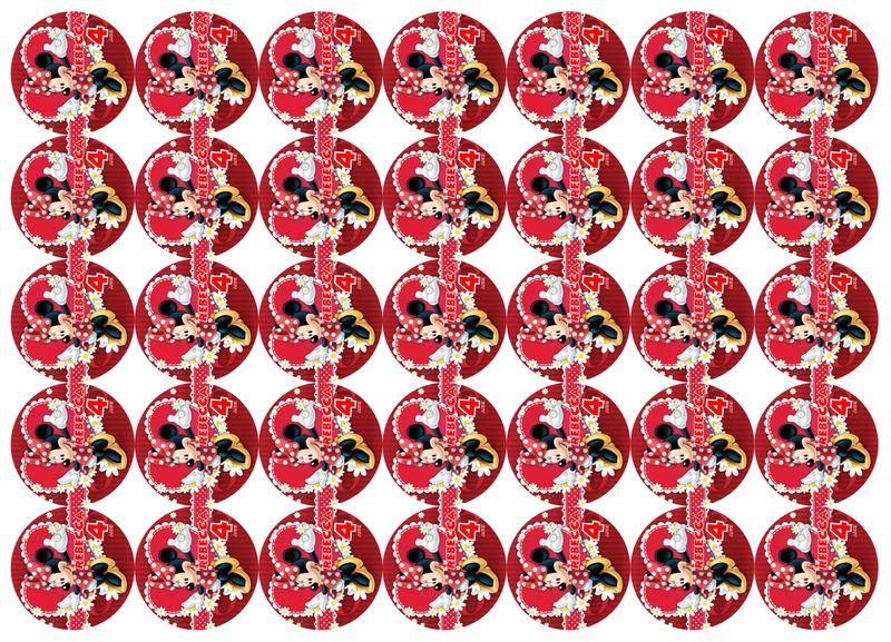 Adesivi tag tondo Minnie personalizza tappo Acqua succo frutta vasetti