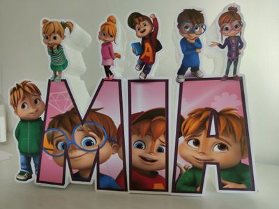 Sagoma scritta nome polistirolo a tema Alvin personalizzata Sagoma scritta nome polistirolo a tema Alvin personalizzata