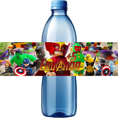 10 Etichette adesive Avengers bottiglie Acqua personalizza festa