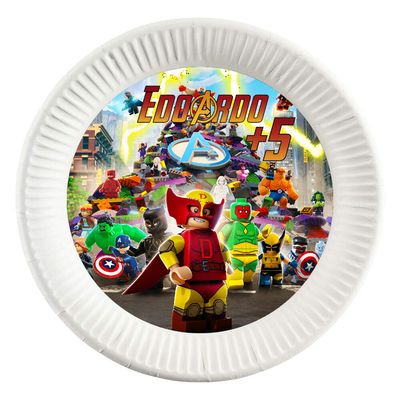 10 dischi tondi piatti carta Avengers  personalizza festa