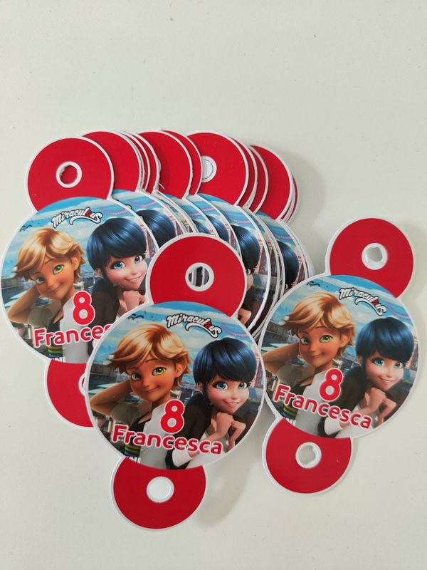 24 Decorazioni cannucce Miraculous personalizza festa compleanno