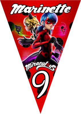 Festone Miraculous personalizza bandierine triangolari compleanno