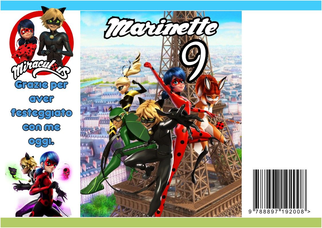 10 bustine sacchetti Miraculous personalizza regalini fine festa