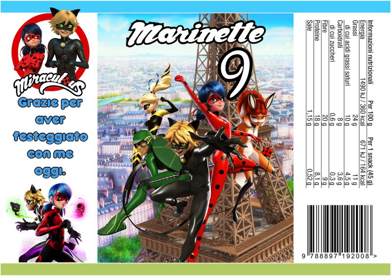 30 Sacchetti Miraculous personalizza buste patatine piccole