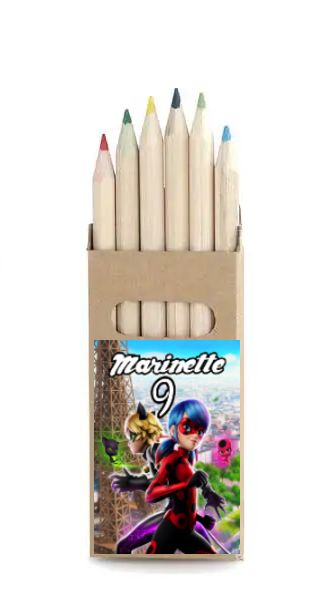 10 set matite colori Miraculous personalizza regali fine festa