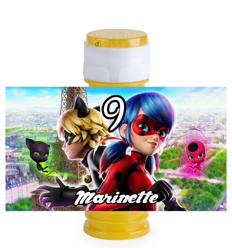 16 Etichette adesive bolle di sapone Miraculous personalizza festa