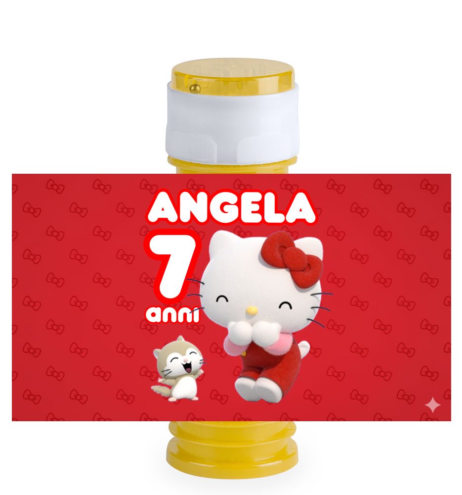 16 Etichette adesive bolle di sapone Hello Kitty personalizza festa