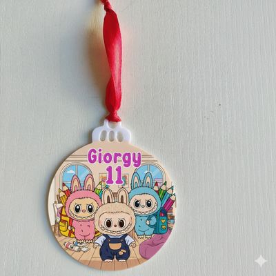 1 Pallina di natale Labubu in plexiglass personalizza regali festa