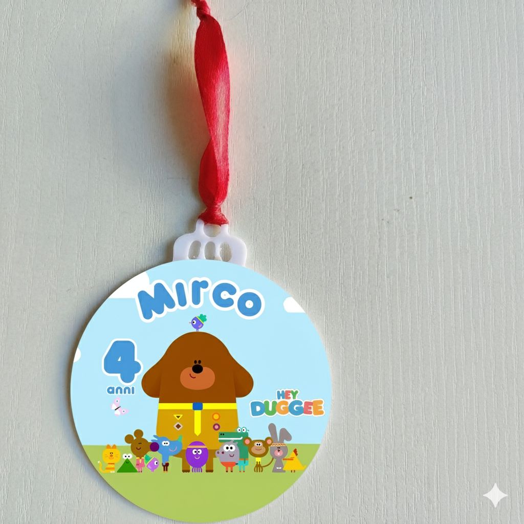 1 Pallina di natale Hey Duggee in plexiglass personalizza regali festa