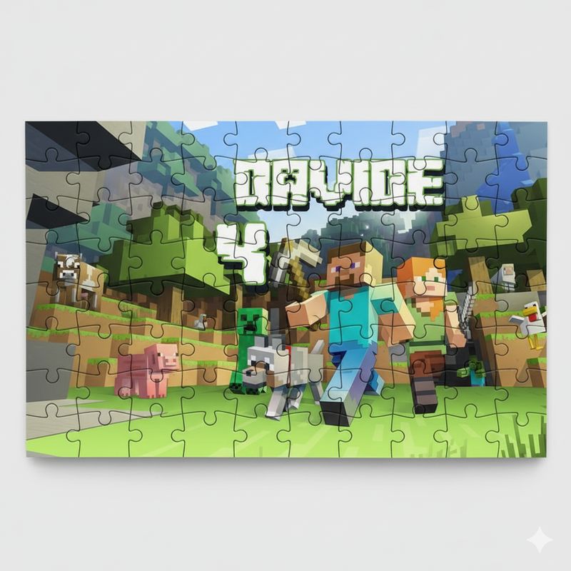 Stampa Puzzle Minecraft personalizza con nome gadget regali festa