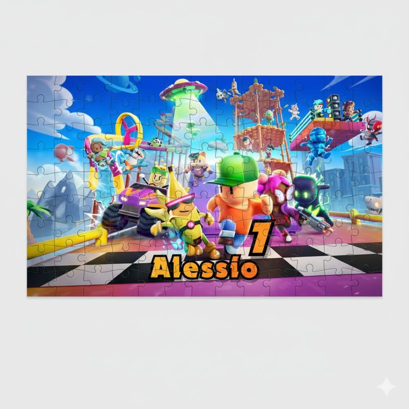 Stampa Puzzle Stumble Guys personalizza con nome gadget regali festa