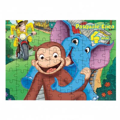 Stampa Puzzle Curioso George personalizza con nome regali festa