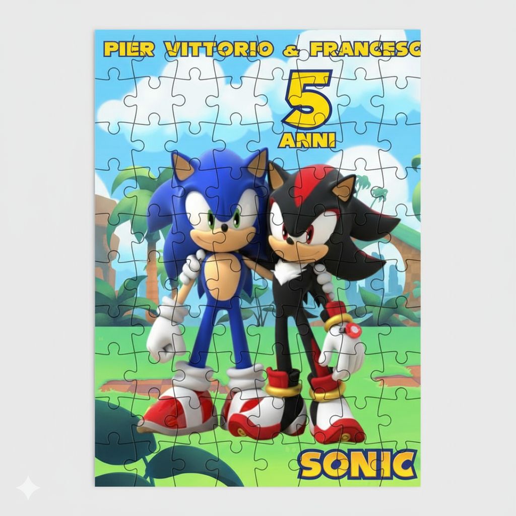 Stampa Puzzle Sonic personalizza con nome gadget regali festa