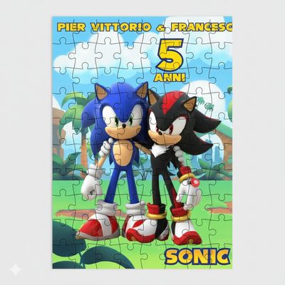 Stampa Puzzle Sonic personalizza con nome gadget regali festa