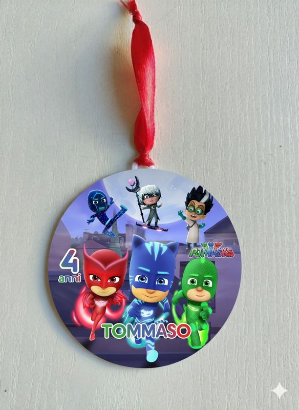 1 Pallina di natale Pj Masks in plexiglass personalizza regali festa