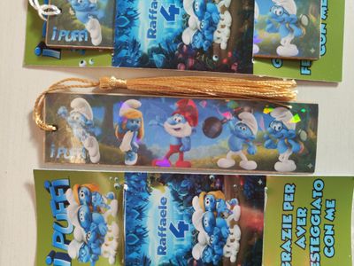10 Segnalibro legno I Puffi personalizza segnaposto regalo festa 10 Segnalibro legno I Puffi personalizza segnaposto regalo festa
