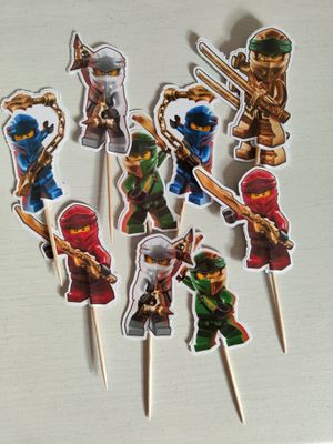 20 topper cake Ninjago decorazioni bandierine stuzzicadenti per buffet