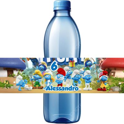 10 Etichette adesive Puffi bottiglie Acqua personalizza festa