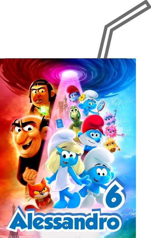 20 Adesivi Puffi personalizza etichette brick succo di frutta