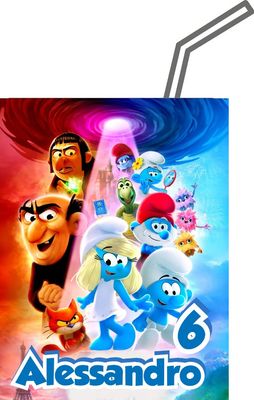 20 Adesivi Puffi personalizza etichette brick succo di frutta