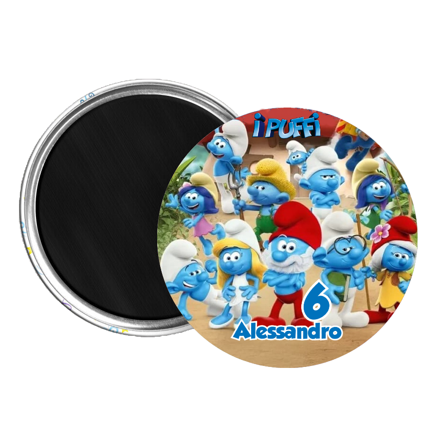 10 Magneti Puffi Calamite frigo tondo 5.8cm personalizzabile
