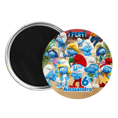 10 Magneti Puffi Calamite frigo tondo 5.8cm personalizzabile