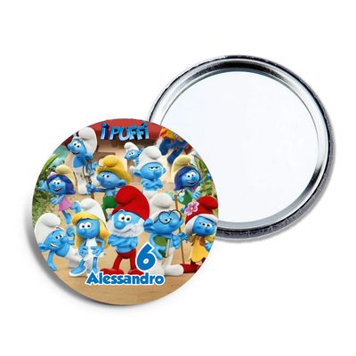 6 specchietti da borsa Puffi personalizza regali festa per bambine
