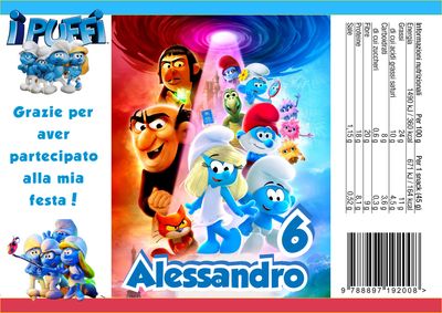 30 Sacchetti Puffi personalizza buste patatine piccole