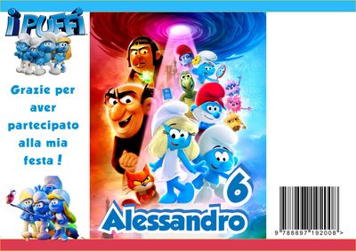 10 bustine sacchetti Puffi personalizza regalini fine festa