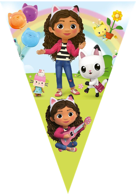 Festone Gabby dollhouse personalizza bandierine triangolari compleanno