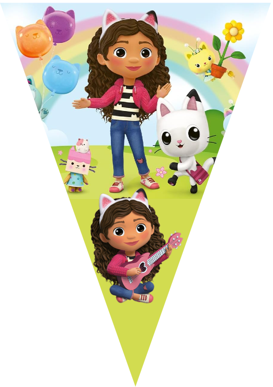 Festone Gabby dollhouse personalizza bandierine triangolari compleanno
